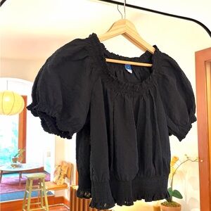 Old Navy Black Puff Sleeve Blouse